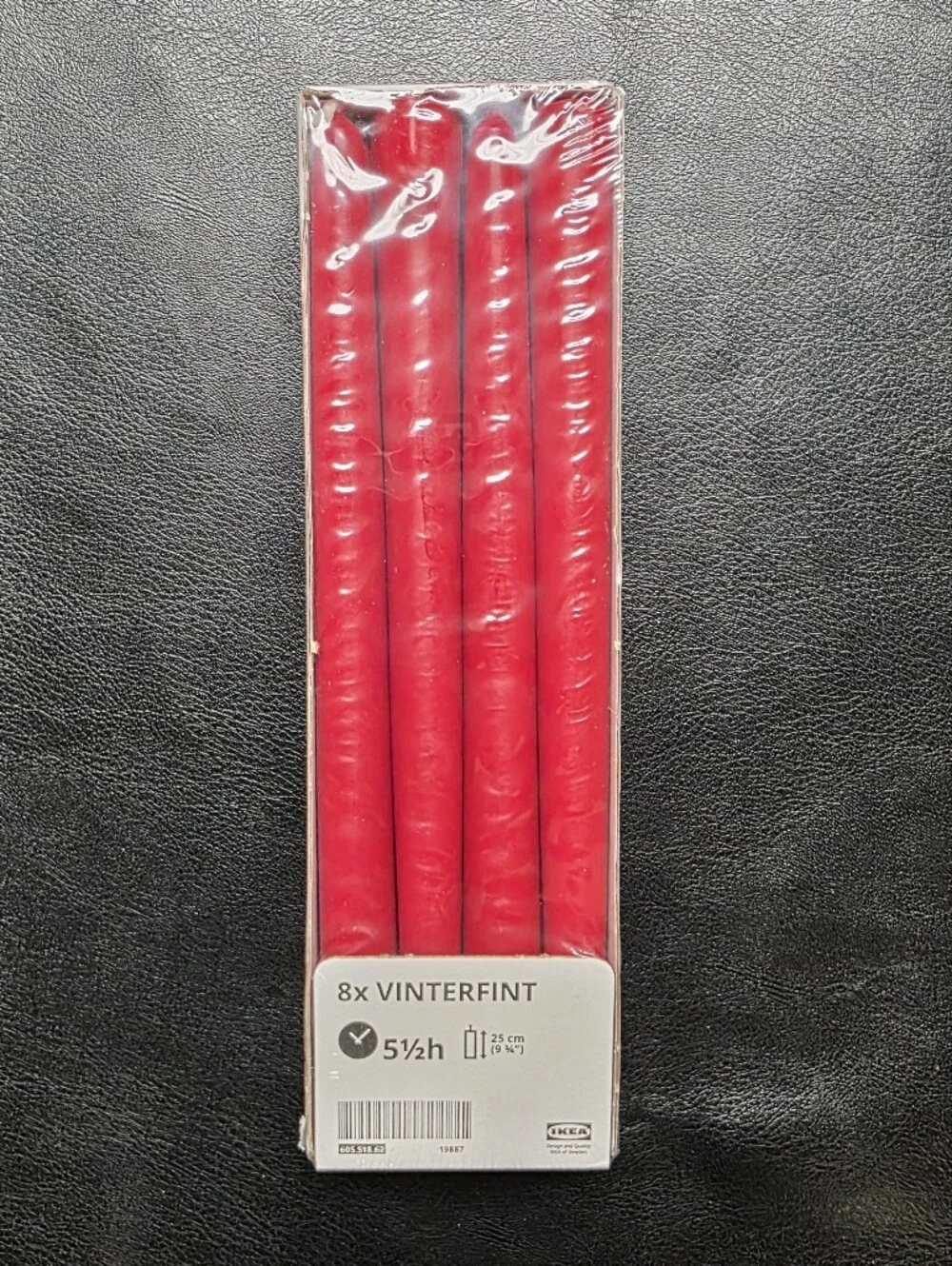 IKEA VINTERFINT Red Unscented Taper Candles - Pack of 8 (New)